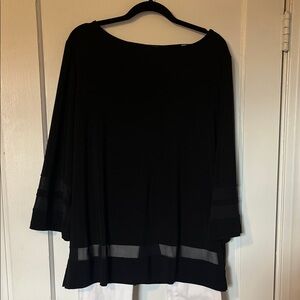 Jones New York Black Sheer Trim Blouse